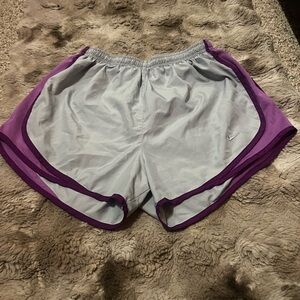 Nike Women's Gray and Purple Athletic Shorts